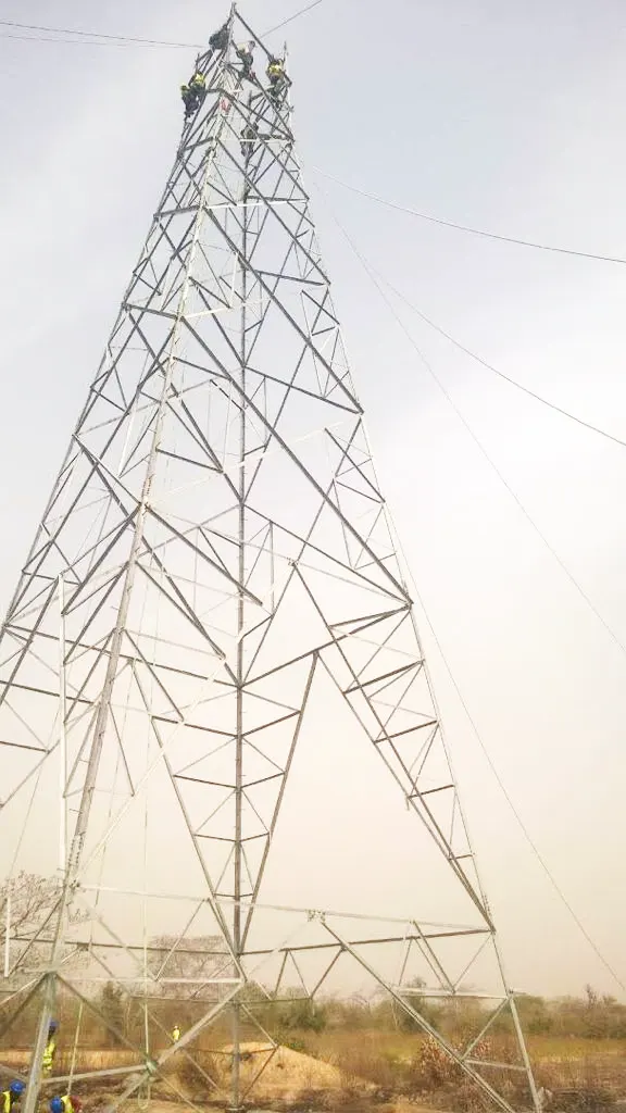 Pylon erection — Kolda–Ziguinchor line — photo 1